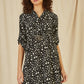 Mela Black Dash Print Skater Dress With Buckle