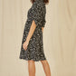 Mela Black Dash Print Skater Dress With Buckle