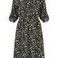 Mela Black Dash Print Skater Dress With Buckle