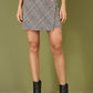 Mela Grey Checked Wrap Mini Skirt With Button Detail