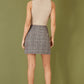 Mela Grey Checked Wrap Mini Skirt With Button Detail