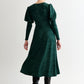 Moa Sustainable Marl Puff Sleeve V Neck Midi Dress - Green