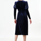 Moa Velvet V-Neck Midi Dress - Navy