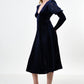 Moa Velvet V-Neck Midi Dress - Navy