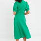 Louche Mollie Button Through Midi Short Sleeve Shirt Dress In Green