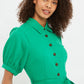 Louche Mollie Button Through Midi Short Sleeve Shirt Dress In Green