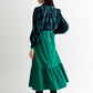 Montana Babycord Ric Rac Trim Tiered Midi Skirt - Teal