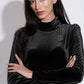 Mori Velvet Neck Cut Out Midi Dress in Black