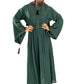V Neck Abaya with Tassel in Olive Green - Elegant Long Sleeve Dress for Women