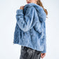 Blue Genuine Mink Fur Hooded Jacket