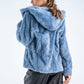 Blue Genuine Mink Fur Hooded Jacket