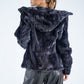 Gray Genuine Mink Fur Hooded Jacket