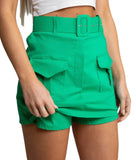 Anna Women's High Waisted Cargo Skort with Belt and Utility Pockets
