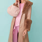 Mocha Faux Leather Jacket with Detachable Faux Fur Cuffs and Collar