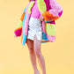 Multi-Coloured Rainbow Faux Fur Coat