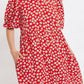 Louche Nacera Daisy Dancer Print Statement Sleeve Mini Dress - Red