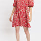 Louche Nacera Daisy Dancer Print Statement Sleeve Mini Dress - Red