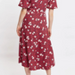 Louche Nadine Roaring Daisy Print Square Neck Balloon Sleeve Midi Dress Red