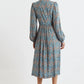 Nayma Art Attack Print Long Sleeve Midi Dress - Duck Egg