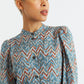 Nayma Art Attack Print Long Sleeve Midi Dress - Duck Egg