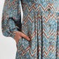 Nayma Art Attack Print Long Sleeve Midi Dress - Duck Egg