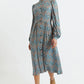 Nayma Art Attack Print Long Sleeve Midi Dress - Duck Egg