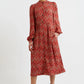 Nayma Art Attack Print Long Sleeve Midi Dress - Red