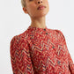 Nayma Art Attack Print Long Sleeve Midi Dress - Red