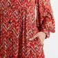 Nayma Art Attack Print Long Sleeve Midi Dress - Red