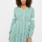 Louche Noomi Mint Blossom Print V Neck Long Sleeve Mini Dress