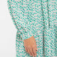 Louche Noomi Mint Blossom Print V Neck Long Sleeve Mini Dress