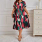Fashion Printed Lace Up Dress