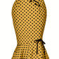 Button Lace-up Polka Dots Half Body Slim-fit Fishtail Skirt