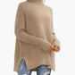 Women's Oversized Turtleneck Sweaters Fall Batwing Sleeve Ribbed Tunic Sweater