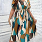 Fashion Printed Lace Up Dress