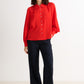 Octavia Crepe Petal Collar Blouse- Red