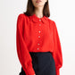 Octavia Crepe Petal Collar Blouse- Red