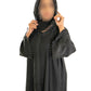 Black DMC Abaya with Elegant Lace Details and Long Sleeves for Women