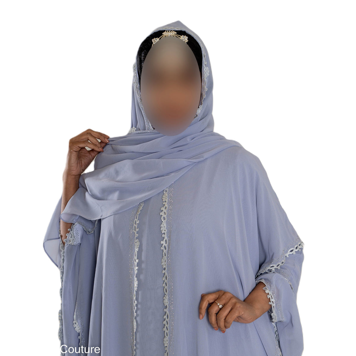 Chiffon Triple Layered Abaya with Lace - Elegant and Stylish Islamic Clothing for Women