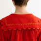 Pallas Babycord Big Collar Ric Rac Trimmed Blouse - Red