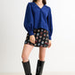 Pallas Babycord Big Collar Ric Rac Trimmed Blouse - Navy