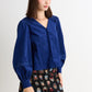 Pallas Babycord Big Collar Ric Rac Trimmed Blouse - Navy