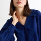 Pallas Babycord Big Collar Ric Rac Trimmed Blouse - Navy