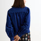 Pallas Babycord Big Collar Ric Rac Trimmed Blouse - Navy