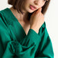 Pallas Babycord Big Collar Ric Rac Trimmed Blouse - Teal