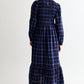 Peppi Winter Check Smocked Bodice Midi Dress - Blue