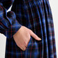 Peppi Winter Check Smocked Bodice Midi Dress - Blue