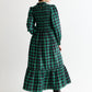 Peppi Winter Check Smocked Bodice Midi Dress - Green