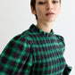 Peppi Winter Check Smocked Bodice Midi Dress - Green