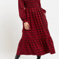 Louche Peppi Winter Gingham Midi Dress Red